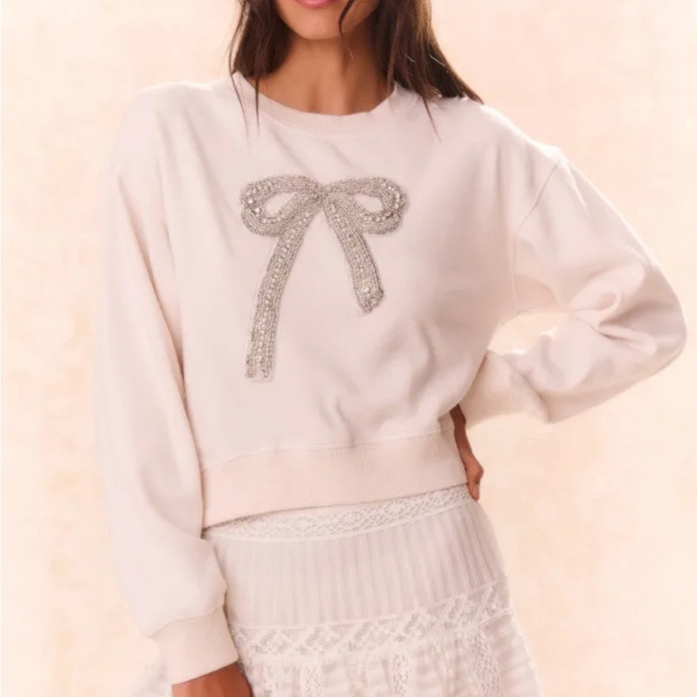 LoveShackFancy Rylan embellished Bow Pullover